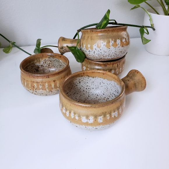 Other - Set of Four (4) Pottery Soup Bowls with Handles